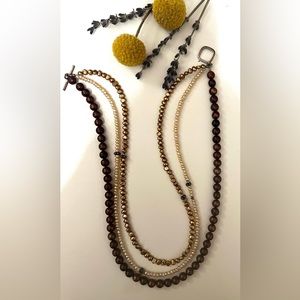 Triple-strand fresh water pearl necklace toggle clasp